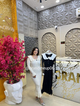 WOOLEN FRILL LONG PEARL DRESS (IMP-519)